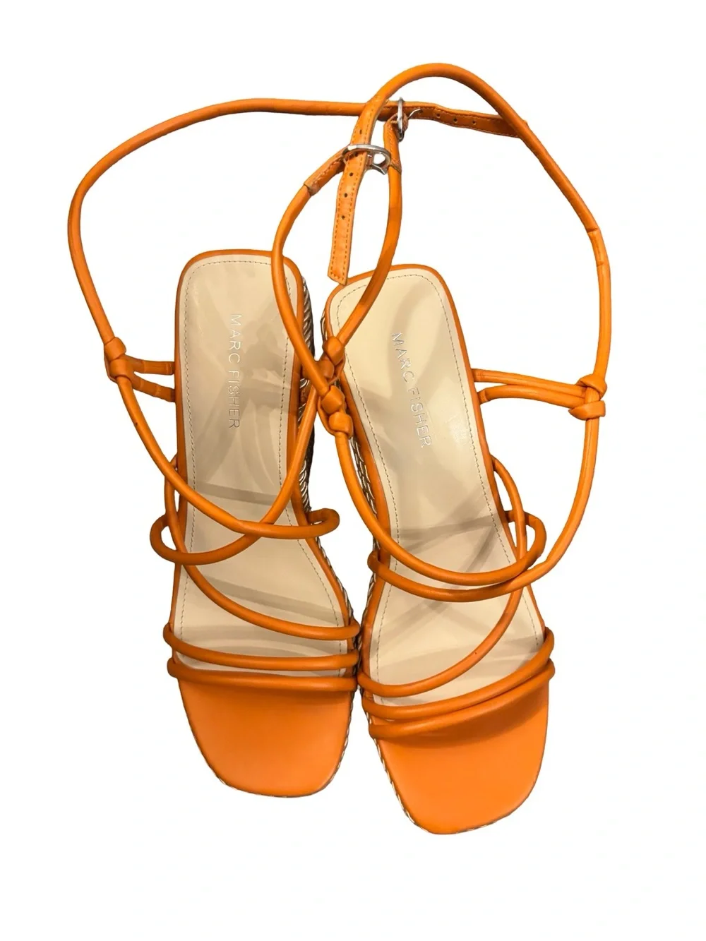 Marc Fisher Orange Resortwear Minimalist Coastal  Strappy Wedge Sandals Size 9M